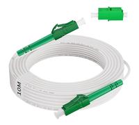 RFNAYK Câble Fibre Optique LC/APC vers LC/APC 10m | Câble Fibre Optique OS2 Simplex Monomode 9/125 μm, LSZH, FTTH, 3,0mm Jarretière Optique avec Adaptateur Raccord, Blanc