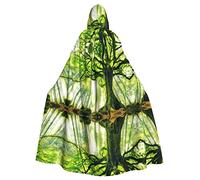 RFSHOP Cape à capuche avec grand arbre vert nature pour Halloween, Noël, déguisement de cosplay pour homme et femme