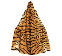RFSHOP Cape à capuche d'Halloween pour adultes - Facile d'entretien - Parfaite pour les fêtes, le cosplay, la scène et plus encore - Peau de tigre - Noir