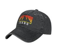 RFSHOP Mountain Idaho Casquette de baseball rétro, casquette de camionneur en coton délavé, chapeau vintage réglable pour homme et femme, noir, #1144, taille unique