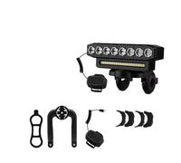 RFSHOP Phare Avant Moto Phare Feu Avant De Vélo À 5/8 LED Rechargeable Par USB Klaxon De Vélo 130 DB 6 Modes Sonnette De Vélo(8 LED)