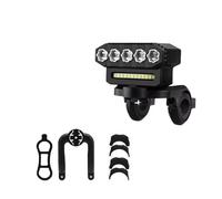 RFSHOP Phare Avant Moto Phare Feu Avant De Vélo À 5/8 LED Rechargeable Par USB Klaxon De Vélo 130 DB 6 Modes Sonnette De Vélo(5 LED)