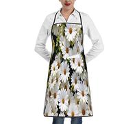 RFSHOP Tablier de cuisine imperméable avec 2 poches et attaches longues Motif marguerites, photo, taille unique