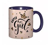 RFSHOP Tasse à café en céramique avec inscription « Super Girl » pour enfants - 325 ml - Tasse à thé en céramique avec poignée pour la maison, le bureau, Noël, anniversaire
