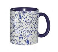 RFSHOP Tasse à café en céramique avec poignée pour la maison, le bureau, Noël, un anniversaire - Motif : science, chimie - Géométrie - Geek et génie - Bleu ivoire - 325 ml