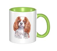 RFSHOP Tasse à café en céramique pour la maison et le bureau Motif Cavalier King Charles Spaniel 325 ml Vert