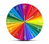 RFTGH Horloge Murale imprimée de Couleur Arc-en-Ciel Lumineuse avec Roue de Couleur Arc-en-Ciel Horloge Murale silencieuse de décoration de Maison Moderne Abstraite pour Chambre d'enfant