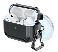 RFUNGUANGO Compatible avec l'Coque AirPods Pro 2 avec kit de Nettoyage, Protection puissante Contre Les Chutes, Couvercle magnétique, pour Coque de Chargement AirPod Gen 2 2023/2022/2019,Noir