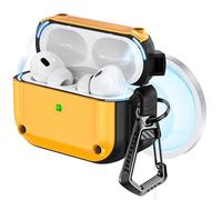 RFUNGUANGO Compatible avec l'Coque AirPods Pro 2 avec kit de Nettoyage, Protection puissante Contre Les Chutes, Couvercle magnétique, pour Coque de Chargement AirPod Gen 2 2023/2022/2019,Orange