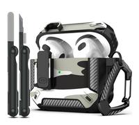 RFUNGUANGO Coque pour AirPods 3e avec kit de Nettoyage, Armure de Protection Rigide Militaire avec verrou pour boîtier de Charge AirPod Gen 3 2021,Camouflage