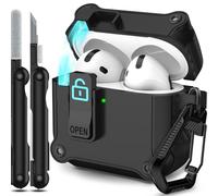 RFUNGUANGO Étui pour AirPods 4e génération, compatible avec les AirPods 4e génération (2024), forte protection contre les chutes, série à ouverture automatique, noir