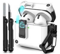 RFUNGUANGO Étui pour AirPods 4e génération, compatible avec les AirPods 4e génération (2024), forte protection contre les chutes, série à ouverture automatique, blanc
