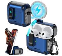RFUNGUANGO pour étui AirPods 3, Chargement MagSafe, Pop-up Automatique avec Clip de Verrouillage de sécurité pour étui de Chargement AirPods 3e génération,Boîtier Bleu Black-Switch
