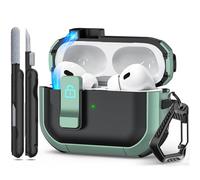 RFUNGUANGO Starship Series pour AirPods Pro 2 avec Clip de Fermeture sécurisé, Coque Pop-up Automatique, Coque Rigide intégrale pour AirPods Pro (2023/2022/2019),Vert
