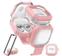 RFUNGUANGO [Version Améliorée] Coque en Fibre de Carbone Verrou Samsung Galaxy Buds 2 Pro/Pro/Live/2/FE - Protection Rose