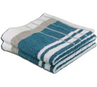 Rfvvv-- Lot De 2 Serviettes De Plage, 100% Coton, Berlin, À Rayures, 50 X 100 Cm - Pétrole/Taupe