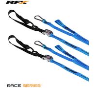 RFX Anneaux d'arrimage série 1.0 Race (Bleu/Noir) avec boucle supplémentaire et mousqueton
