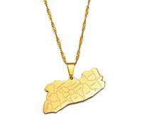 RFXSJY Collier Mappemonde Pendentif El Salvador Carte Nom De Ville Collier Pendentif Pour Femmes Hommes Bijoux À La Mode Carte Cadeaux De Vacances, Chaîne Pendentif, Chaîne Fine De 45 Cm