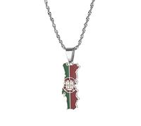 RFXSJY Collier Mappemonde Pendentif,Émail Portugal Carte Drapeau Pendentif Collier Chaîne, Femmes Bijoux Portugais Hommes Hip Hop Cadeau Souvenir De Mode, Blanc