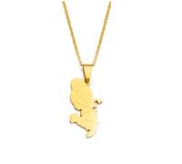 RFXSJY Collier Mappemonde Pendentif Martinique Carte Avec Villes Nom Pendentif Colliers Bijoux Pour Femmes Hommes À La Mode Filles