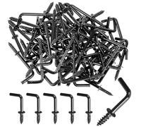 RFYTDCF Lot de 200 Crochets à Vis en L, Crochet à Angle Droit Petit Crochet à Angle Droit à Visser - Noir - Mini Crochet Mural à Visser pour Bijoux, Artisanat, Clés - 2,2 cm