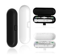 RFYTDCF Lot de 4 étuis de voyage pour brosse à dents électrique - Mat - Étui de voyage avec support - Boîte à brosse à dents portable - Étui de voyage pour la famille en plein air - Noir et blanc,