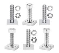 RFYTDCF Lot de 6 adaptateurs de rainure en T pour barres de toit M8 - Vis de serrage avec écrous et rondelles - Support en acier inoxydable - Accessoires de fixation compatibles avec rails à rainure