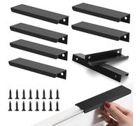 RFYTDCF Lot de 8 Poignées de Meuble Cachées, Poignée de Porte Plates 15 cm Poignée d'Armoire Invisibles avec Vis pour Armoires de Cuisine, Garde-robe, Tiroir, Noir