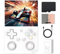 RG 35XXPro Console de jeu portable rétro 3,5" 640 x 480 IPS 3200 mAh Carte TF 64 Go intégrée Prend en charge plusieurs simulateurs système Linux avec protecteur d'écran Blanc