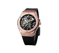 (RG BLACK) WINNER Montre mécanique automatique pour homme, bracelet en caoutchouc, cadran squelette,