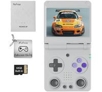 RG34XXSP, console de jeu rétro - Design à rabat, écran IPS de 3,4", carte TF 64G, style portable (gris 64G)