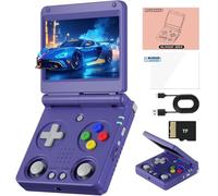 RG34XXSP Rétro Portable Game Console 3300 MAh Battey, Écran De 3,4 Pouces Portable Pocket Arcade Support 30+ Simulateurs 5G Wi-FI Bluetooth HD Rétro Console De Jeu-Blue||64G