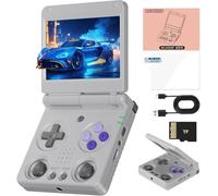RG34XXSP Rétro Portable Game Console 3300 MAh Battey, Écran De 3,4 Pouces Portable Pocket Arcade Support 30+ Simulateurs 5G Wi-FI Bluetooth HD Rétro Console De Jeu-White||64G+256G