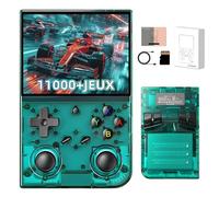 RG35XX Pro Console de Jeu Portable Rétro 64+128Go avec 11000+ Jeux Rétro Intégrés 17 Émulateurs, Système Linux, Écran IPS 3,5 Pouces, Wi-FI et Bluetooth, Sortie TV, Joystick 3D (Vert Transparent)
