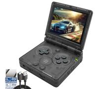 RG35XXSP Console de jeu portable avec écran IPS 3,5" 3300 mAh Système à clapet Rétro Consoles de jeux Flip Compatible avec TV Out 64G Noir Transparent