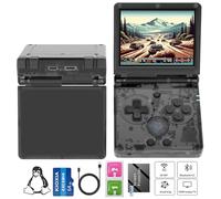 RG35XXSP Console de jeu portable RG35XX SP Clamshell Retro Console de jeu avec carte TF 64G Jeux préchargés 5532 Console de jeu portable avec écran 3,5" Batterie 3300 mAh 5G WiFi Bluetooth HD Noir