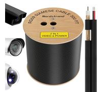 RG59 Câble coaxial siamois de 152,4 m - Fil de vidéosurveillance pour caméra de sécurité - Combo vidéo et câble d'alimentation - 20 AWG