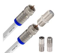 RG6 TV Cable, Copper F Connector Waterproof with F81/RF Cable for Extender, Up to 3GHz High Speed HD Video for STB, Dish TV, Satellite, Antenna (10M, White)