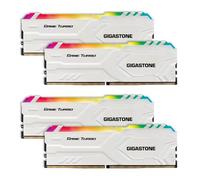 【RGB DDR4 RAM】 GIGASTONE Game Turbo 32Go Kit(4x8Go) DDR4 3200MHz PC4-25600 CL16-18-18-40 Intel XMP 2.0 AMD Ryzen 1.35V UDIMM 288pin UnbuffeRouge Non ECC Mémoire Haute Performance pour PC Bureau-Blanc