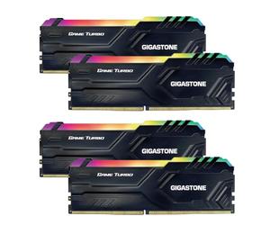【RGB DDR4 RAM】 GIGASTONE Game Turbo 64Go Kit(4x16Go) DDR4 3200MHz PC4-25600 CL16-18-18-40 Intel XMP 2.0 AMD Ryzen 1.35V UDIMM 288pin UnbuffeRouge Non ECC Mémoire Haute Performance pour PC Bureau-Noir