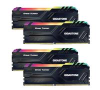 【RGB DDR4 RAM】 GIGASTONE Game Turbo 64Go Kit(4x16Go) DDR4 3200MHz PC4-25600 CL16-18-18-40 Intel XMP 2.0 AMD Ryzen 1.35V UDIMM 288pin UnbuffeRouge Non ECC Mémoire Haute Performance pour PC Bureau-Noir