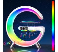 RGB Dimmable Outdoor Table Lamp, Dimmable Bedside Lamp with Music Sync, Portable Bluetooth Speaker, Wireless Charger, App Control, USB Rechargeable