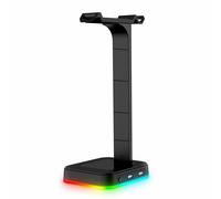 RGB Gaming Headset Stand, Memory Function, 2USB Charging Ports, Aux for Panasonic, JBL, Shure, Strong Compatibility, Non-Slip Rubber, Dazzling Gaming