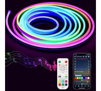 RGB+IC Ruban LED Neon 5M, Neon Bande LED avec Contrôle APP, Changement de Couleur Multiple, Synchronisation de Musique, Bande Lumineuse Néon LED DC24V pour Chambre, Décoration Extérieure
