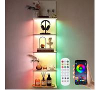 RGB Lampadaire avec Etagere Flottantes, 5 Niveaux, App & Télécommande, Étagère murale Bibliothèque LED, 30x18x117cm, Salon, Chambre