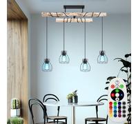 RGB LED Bois Plafonnier Suspendu Lampe Télécommande Ess Chambre Dimmable