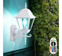 Lanterne d'extérieur applique murale de style antique lampe télécommandée blanche dans un ensemble comprenant des ampoules LED RVB