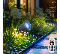 RGB LED Extérieur Fiche Lampe Pelouse Luminaire Télécommande Alu Noir Variateur