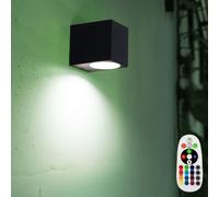 Spot mural extérieur ALU télécommande lampe de jardin à intensité variable dans un ensemble comprenant des lampes à LED RVB