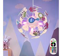 Suspension LED avec changement de couleur RGB Lampe pour chambre d'enfant Design Princesse Suspension multicolore, 4x E14 RGB LED blanc chaud, diamètre x hauteur 35 x 120 cm, chambre d'enfant